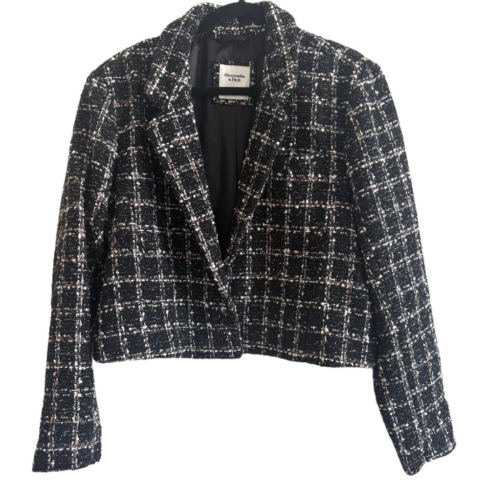 Abercrombie & Fitch Black and White Plaid Blazer